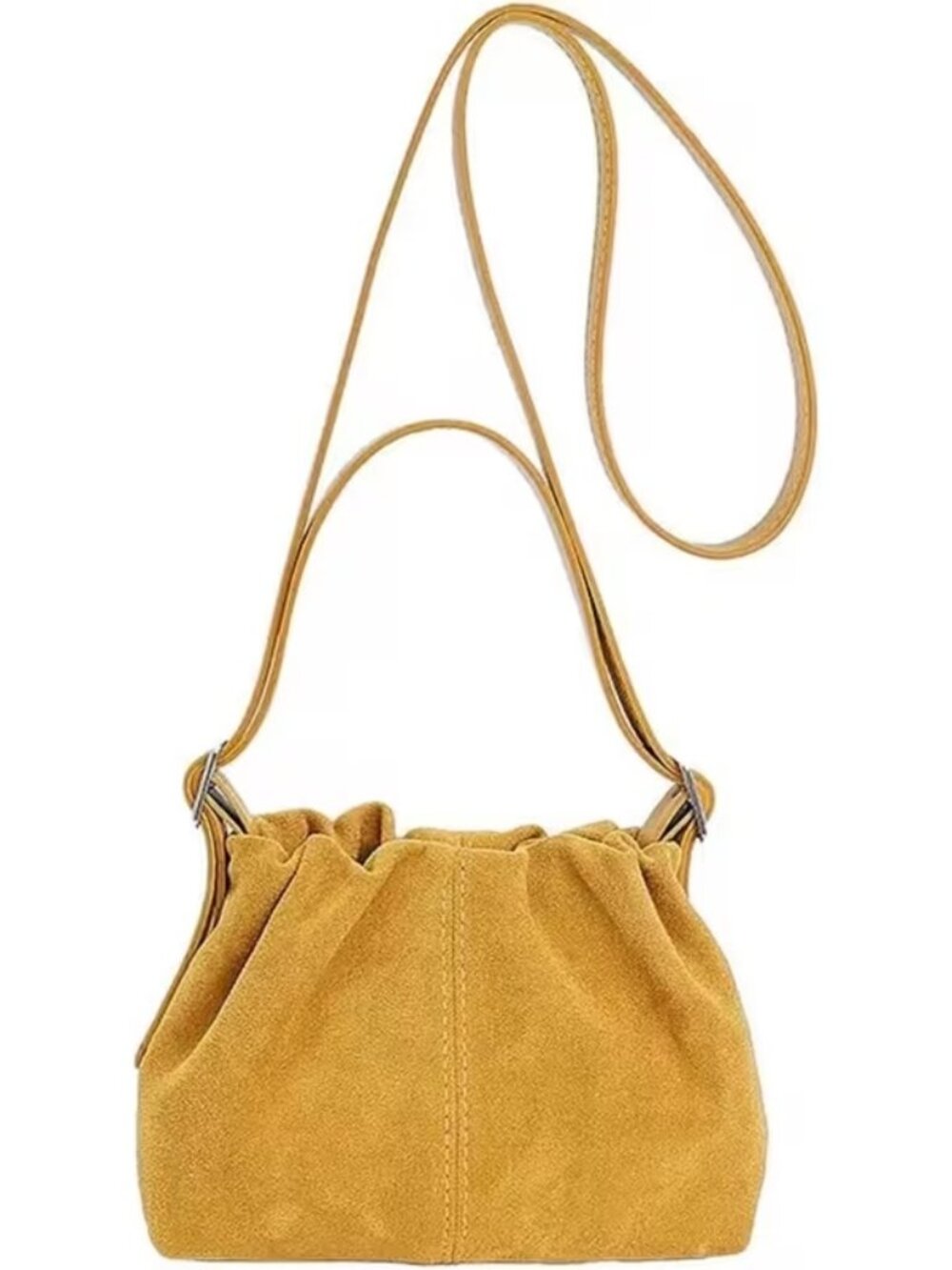 Yellow Suede Crossbody Bag - Women's Shoulder Purse